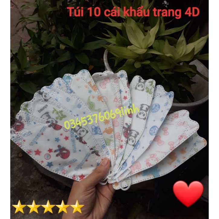 Túi 10 khẩu trang KF94 cho trẻ em 6 -12 tuổi, công nghệ Hàn Quốc