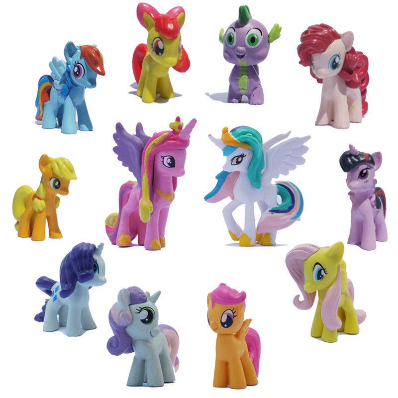 Set 12 mô hình ngựa Pony dễ thương 3-5cm trang trí bánh kem