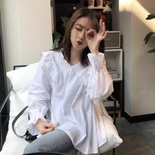 [SẴN ÁO CAM] Áo babydoll dài tay bánh bèo ulzzang