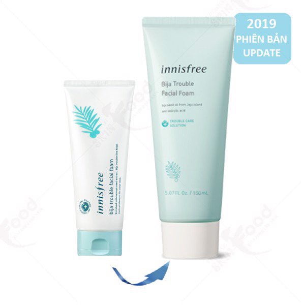 Sữa rửa mặt Innisfree Bija Trouble Facial Foam 150ml giúp làm sạch sâu, phù hợp với da mụn