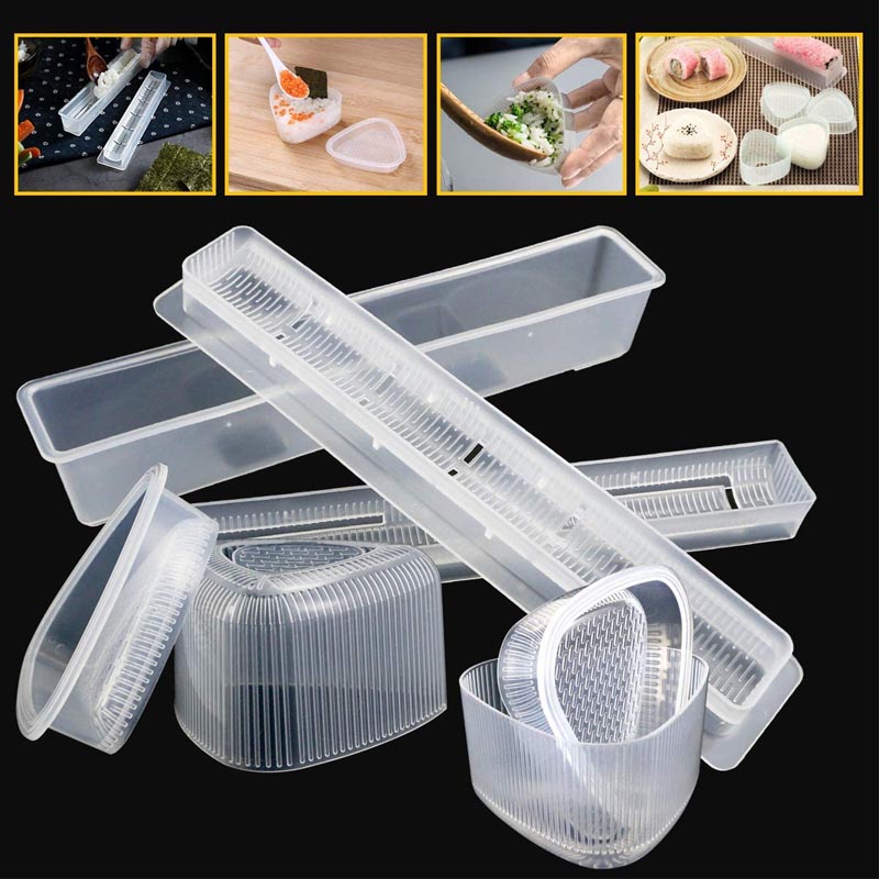 Bộ Khuôn Làm Cơm Nắm Kèm 5 Khuôn Làm Sushi Nhật Bản Tiện Dụng