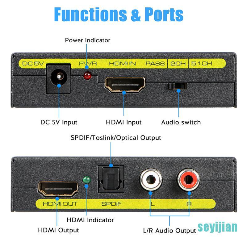 Bộ Chuyển Đổi Âm Thanh 1080P HDMI Sang HDMI Optical + SPDIF + RCA L / R