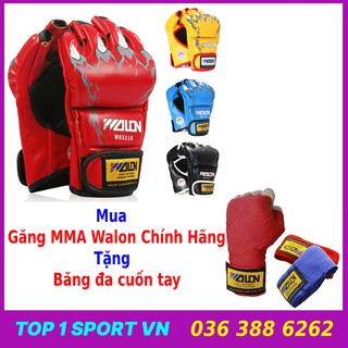 Găng Tay Võ Thuật - Găng Tay MMA Hở Ngón Xịn Tặng băng đa đấm bốc mma cuốn tay Walon chính hãng - bảo hành 6 tháng