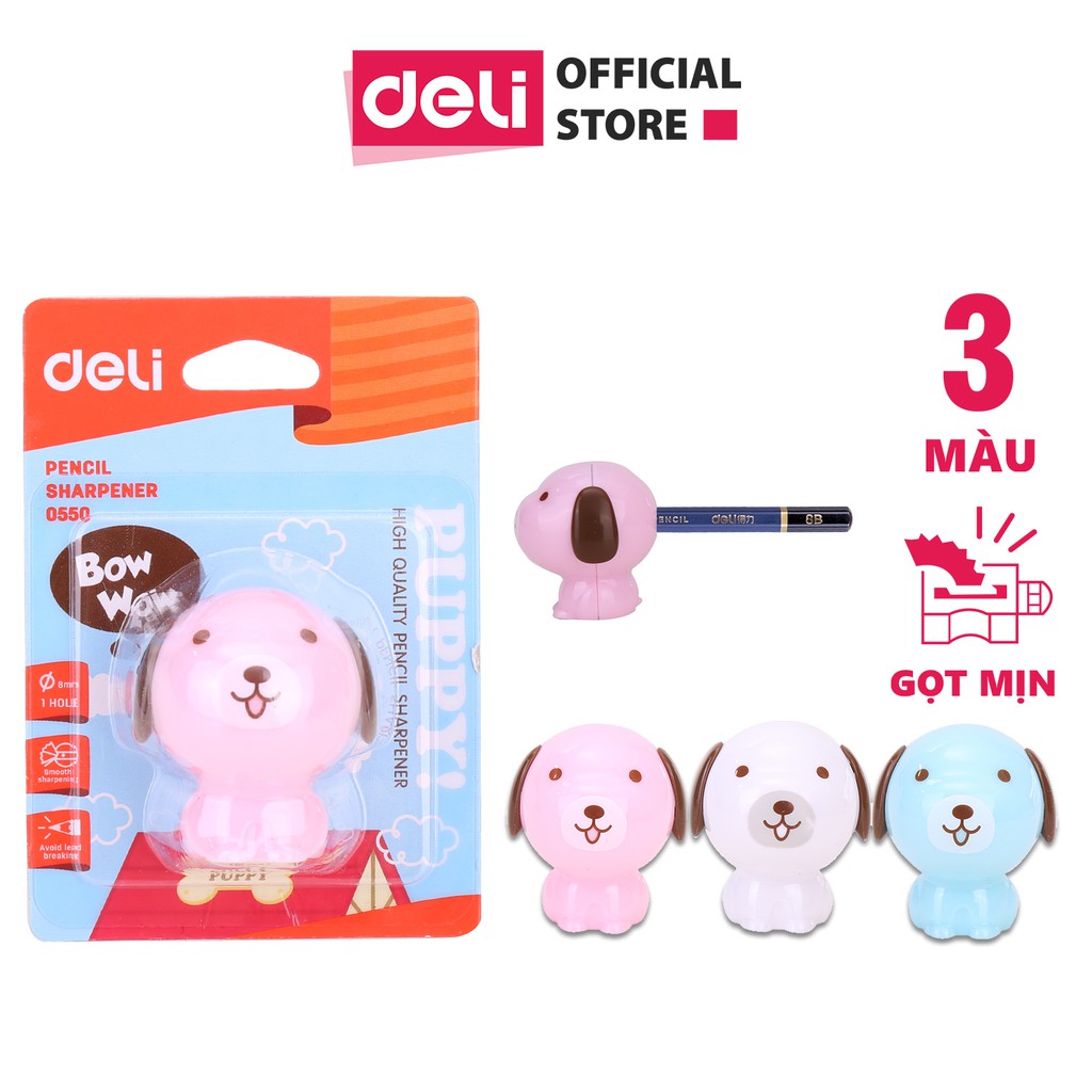 Gọt bút chì Deli - lưỡi thép xanh dương, hồng, trắng - 1 cái - E0550