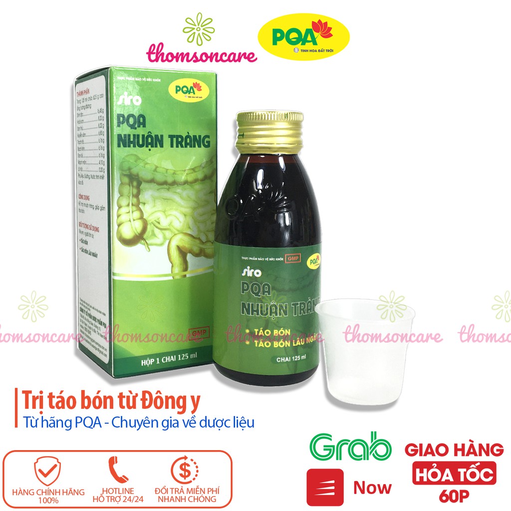 Siro Nhuận Tràng PQA - Giúp nhuận tràng, ngăn ngừa táo bón, trĩ ở người lớn và trẻ em - Chai 125ml