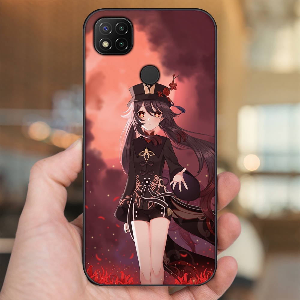 Ốp lưng Xiaomi Redmi 9C viền đen in hình Hutao Genshin Impact