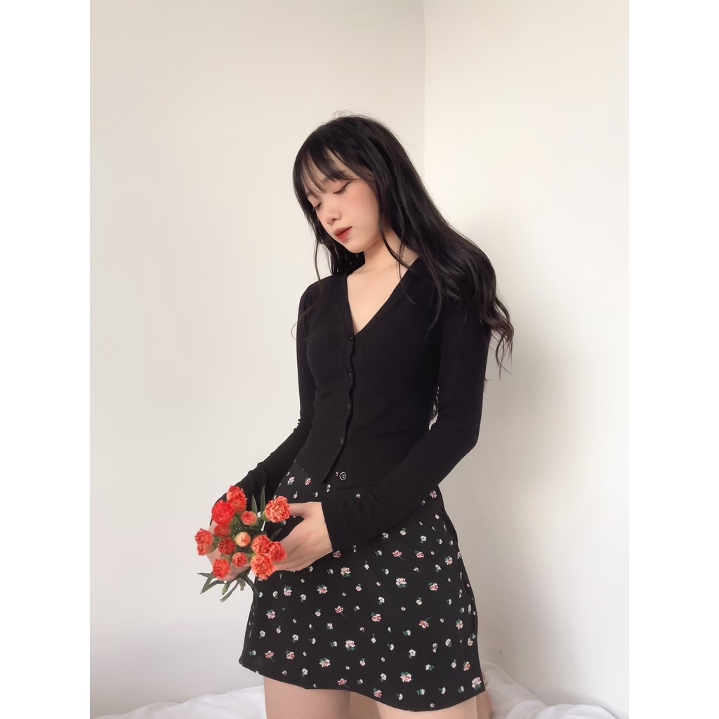 Áo sơ mi cardigan MONÁ - MILIM ĐEN | BigBuy360 - bigbuy360.vn