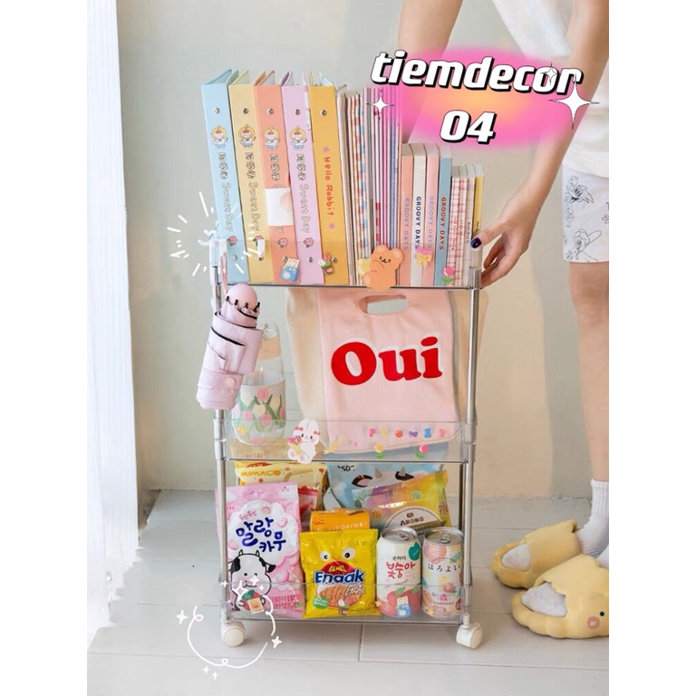 KỆ SPA NAIL 3 TẦNG TRONG SUỐT CÓ BÁNH XE KỆ ĐỰNG MỸ PHẨM