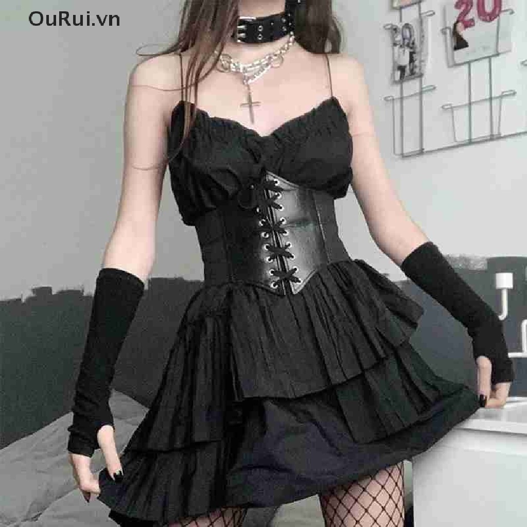 Thắt Lưng Da PU Bản Rộng Phong Cách Gothic Cá Tính Độc Đáo