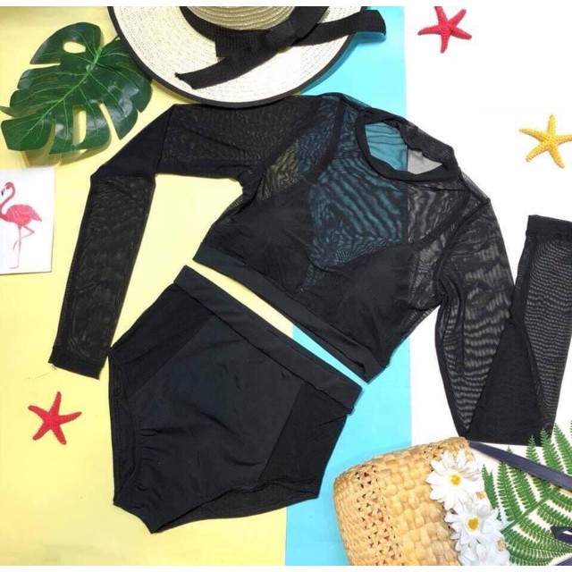 [SIÊU SEXY] Bikini Set Tay Dài Phối Lưới Đi Biển Quyến Rũ Hàng Chuẩn | BigBuy360 - bigbuy360.vn