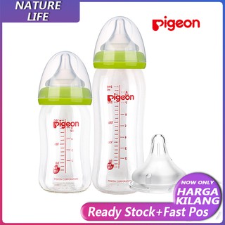 【COD & READY STOCK】Bình bú Pigeon Sơ sinh Bình sữa trẻ em đứa bé Bình sữa trẻ em Chống rơi vỡ 160ml / 240ML