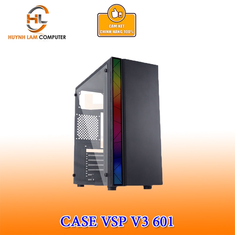 Thùng máy tính Case VSP V3 601 (ĐEN) Gaming Nắp hông nhựa ABS - Chính hãng