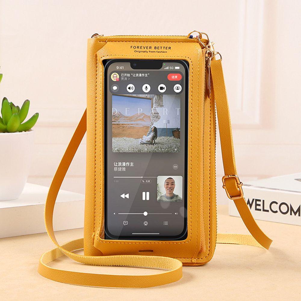 Túi Đeo Chéo Da PU Hình Vuông Nhỏ Đựng Điện Thoại Thiết Kế Đơn Giản Cổ Điển Sang Trọng Có Thể Chạm Màn Hình Cảm Ứng Giá