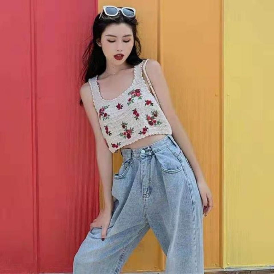 Áo Dệt Kim Sát Nách Hoạ Tiết Thêu Thời Trang Mùa Hè Cho Phái Nữ