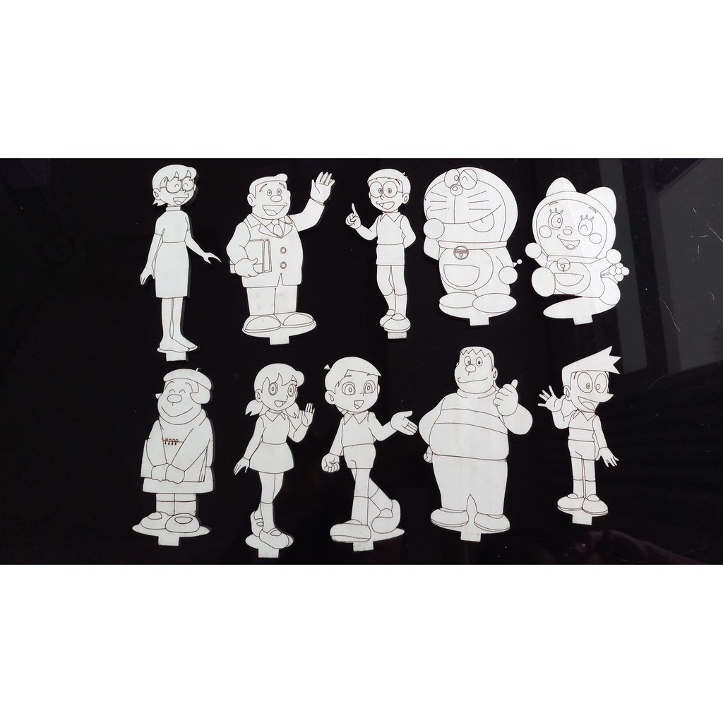 TÔ MÀU GỖ DORAEMON (10 NHÂN VẬT)