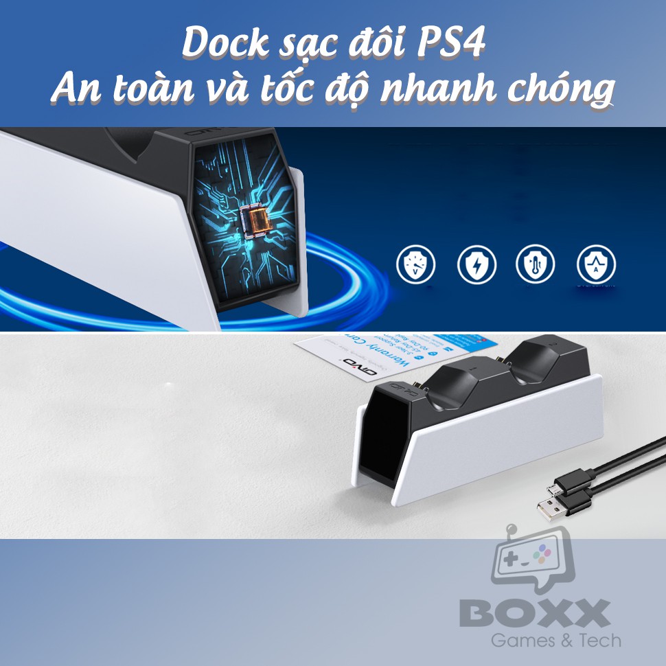 Dock sạc tay cầm PS4, đế sạc nhanh cho tay cầm ps4