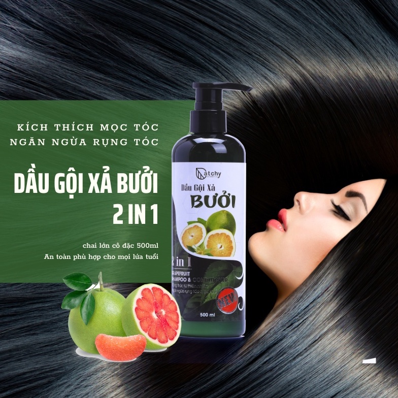 Dầu Gội Catchy Gội Xả Bưởi Chai 500ml