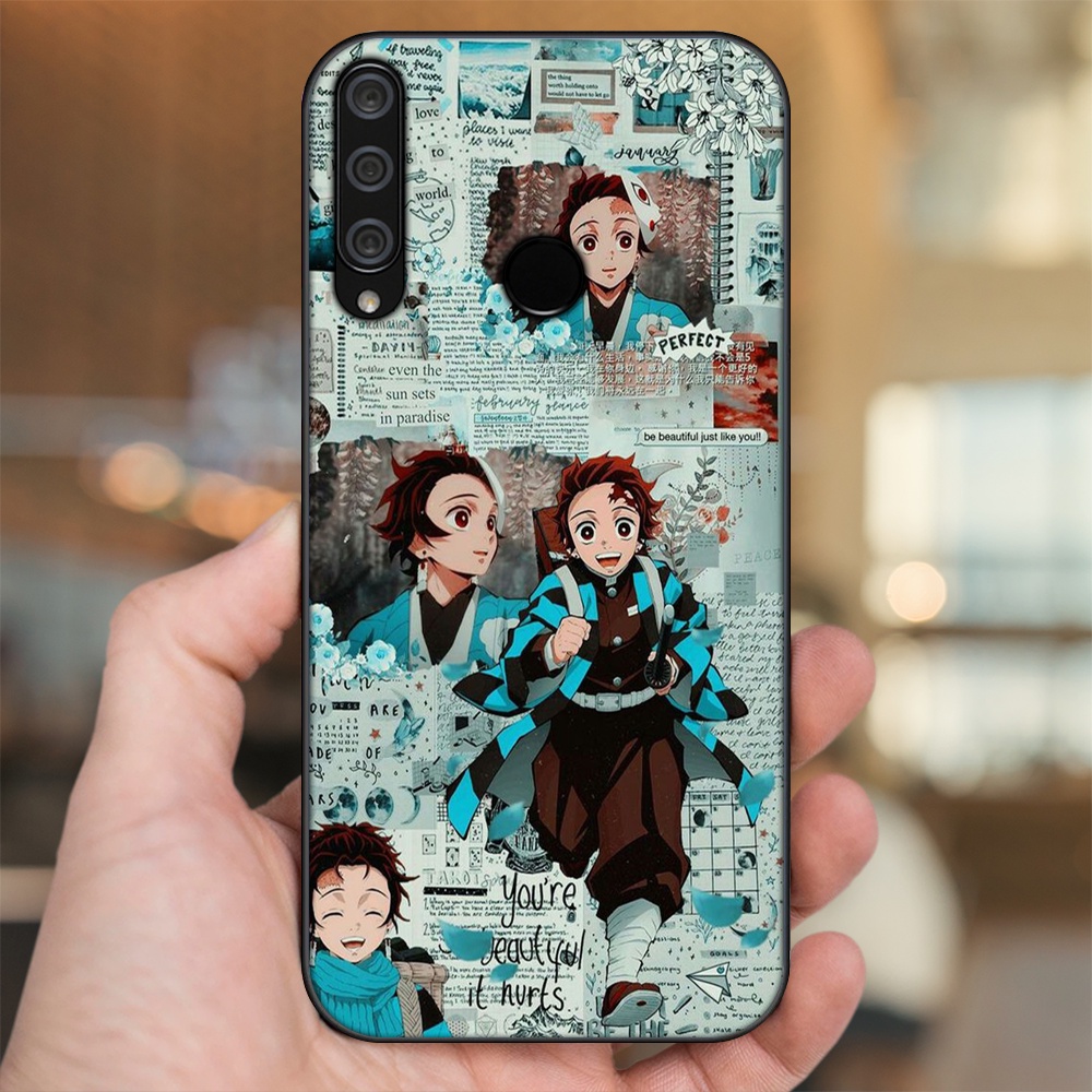 Ốp lưng Huawei Y6P viền đen in hình Tanjiro Kimetsu No Yaiba