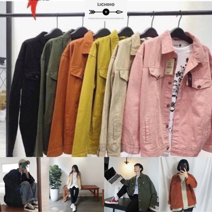 Áo khoác kaki jean unisex form rộng basic street style Hàn Quốc nam nữ AKKK02 LiCHIHO bảng màu vip đẹp chất