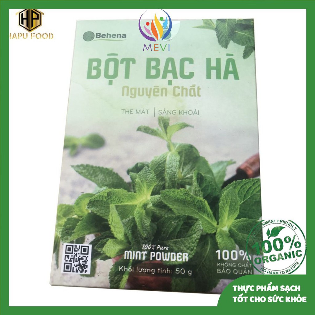 Bột bạc hà nguyên chất Behena - The mát sảng khoái giảm mụn làm đẹp da 50Gr Mevitamaneco