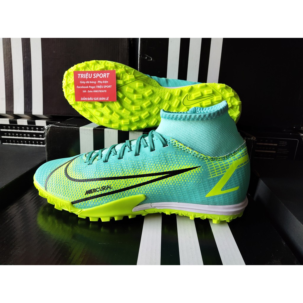 Giày đá bóng Mercurial Superfly 8 Academy TF ( Xanh ngọc, ( Tặng Hộp + Tất + Túi Rút )