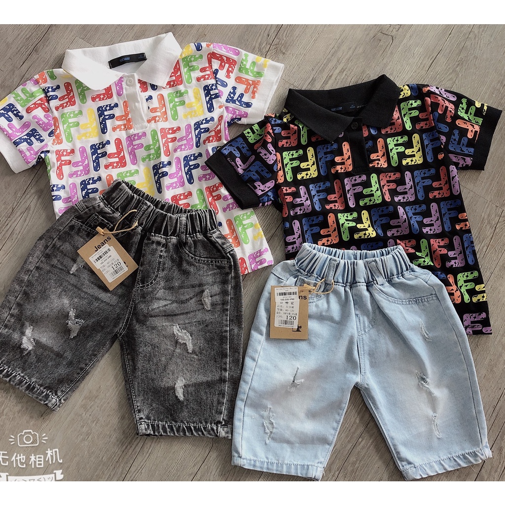 Set Jean Đùi Fila cho bé trai- quần áo trẻ em