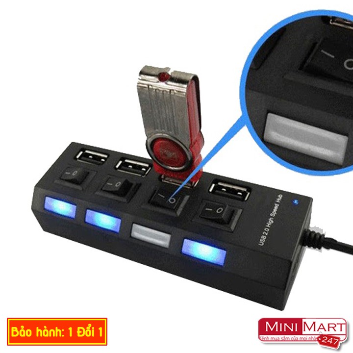 Hub USB 4 cổng hình ổ điện có công tắc