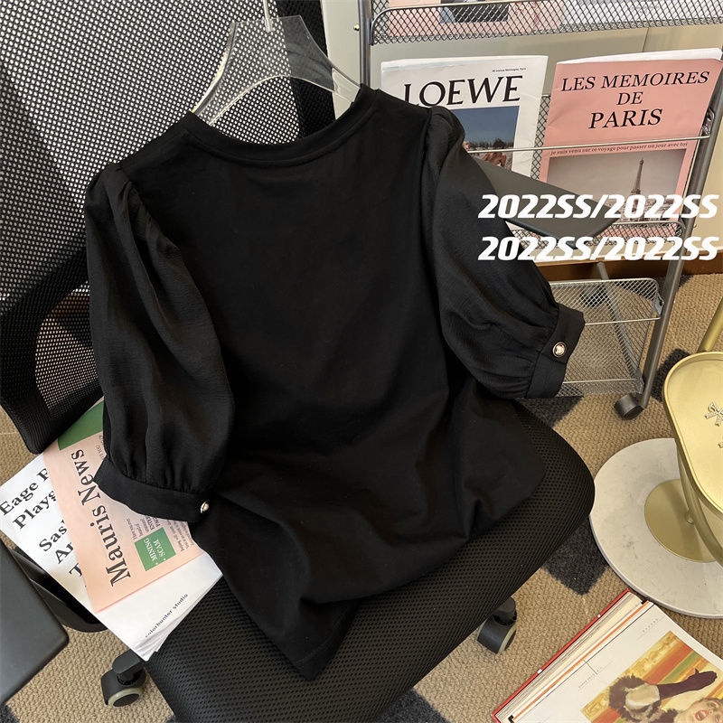 Áo phối nơ tay ngắn thời trang nữ mùa hè dáng rộng 2022