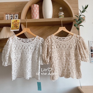 Áo lưới tay phồng Phong cách Ulzzang Hàn Quốc