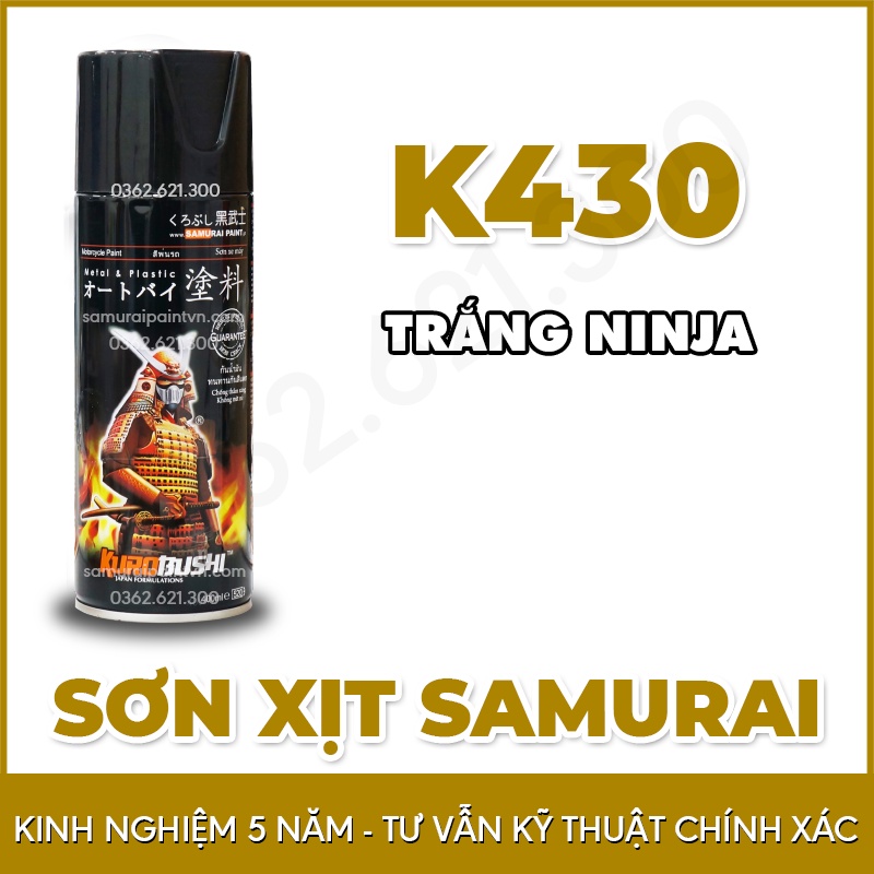 Sơn samurai màu trắng ninja k430 - sơn xịt samurai - ảnh sản phẩm 1