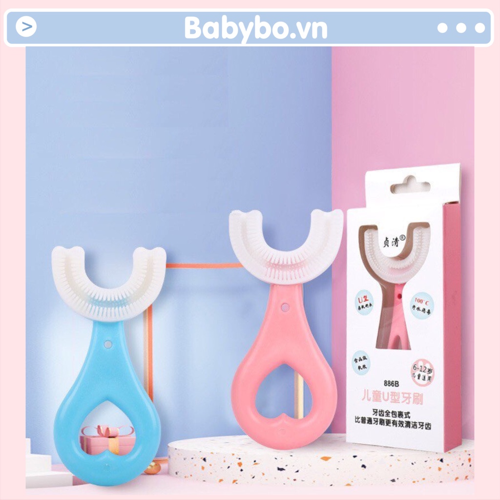 Bàn chải đánh răng chữ U thông minh 360 độ siêu mềm cho bé từ 0-6 tuổi