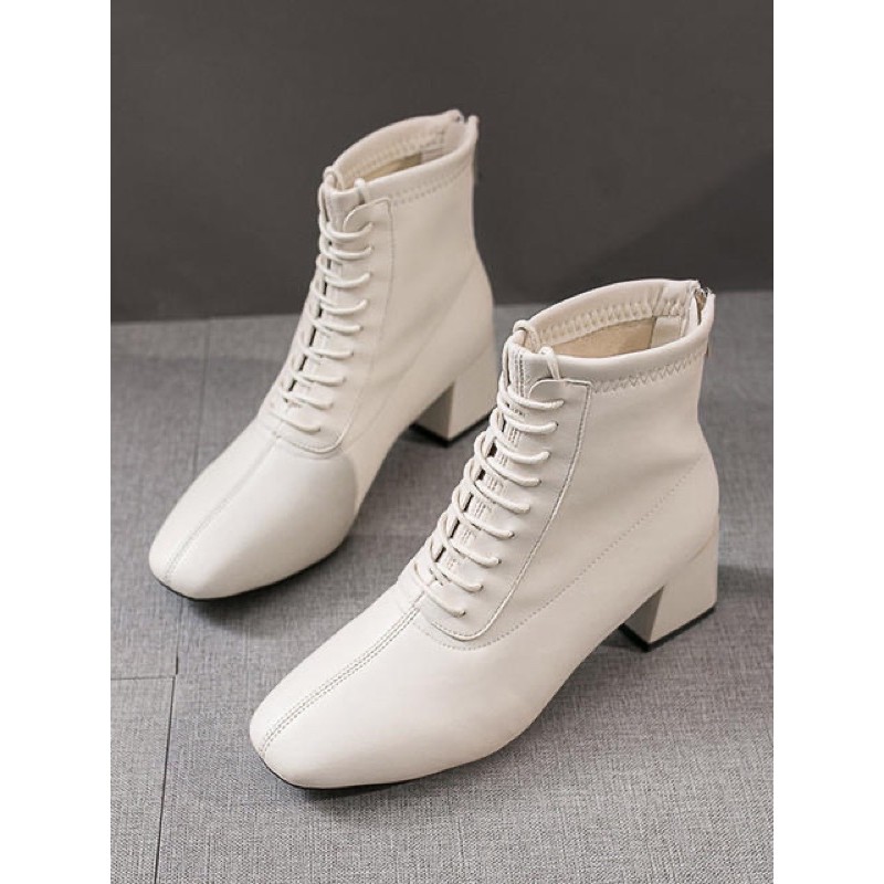 ❤️Bốt đông🌟BOOT DA LÌ BUỘC DÂY TRƯỚC KHOÁ SAU/GIÀY CAO GÓT🥰 | BigBuy360 - bigbuy360.vn