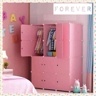 Tủ nhựa cho bé lắp ghép 12 ô đựng đồ màu hồng nhạt dễ thương kiểu 3x4 sâu 37cm  - Bảo hành 1 năm