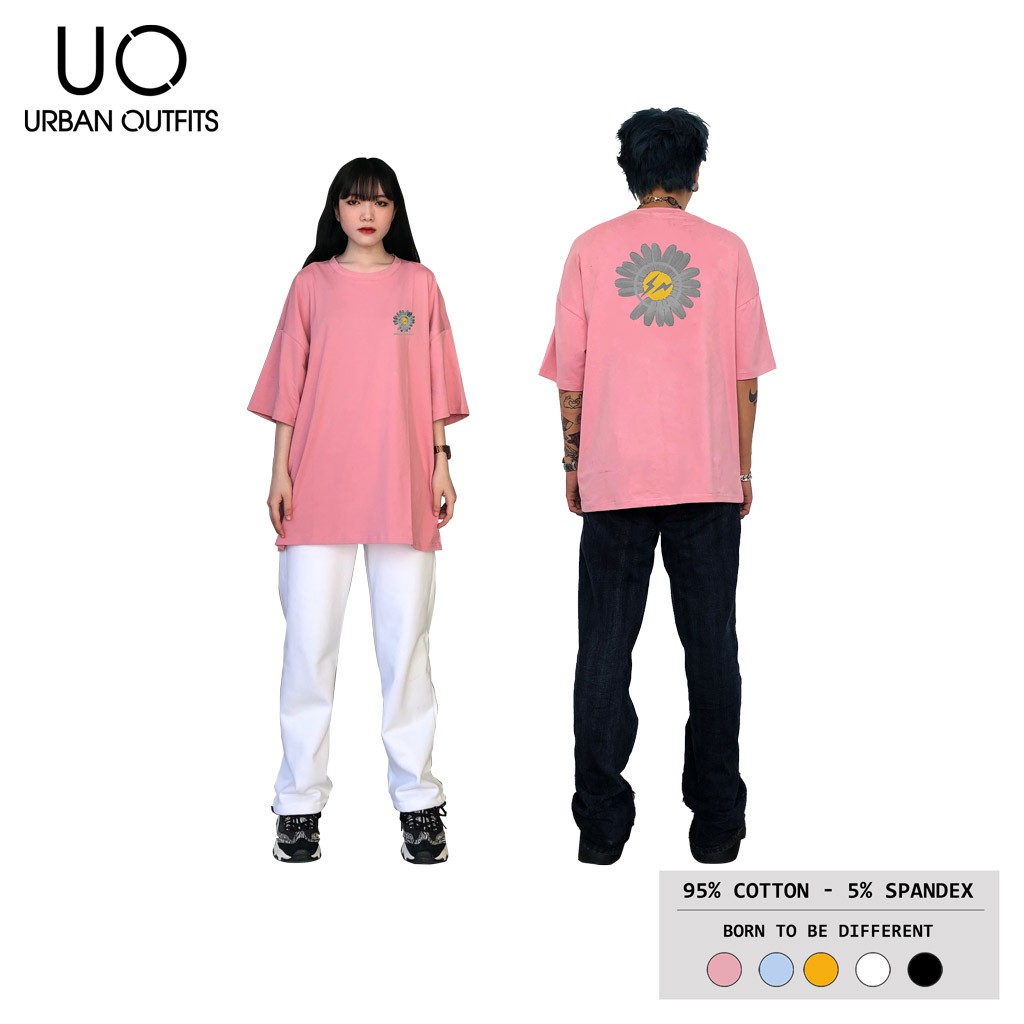 2 Màu ATO08 Áo Thun Tay Lỡ Nữ Nam Form Rộng URBAN OUTFITS IN Hoa Cúc Flash Cotton 4 Chiều Local Brand