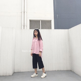 Sơ mi oversize hồng