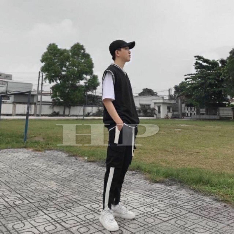 Sét áo gile viền trơn + áo