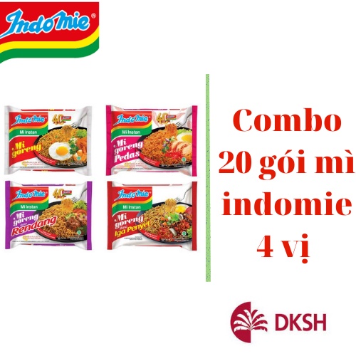 Combo 20 gói mì xào khô indomie goreng - mix ngẫu nhiên Date 10/2023