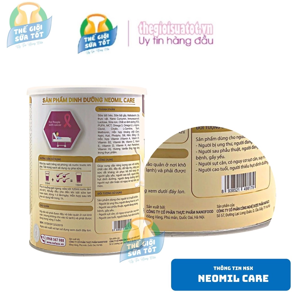 Sữa Neomil Care 900g - Sữa Bột Dinh Dưỡng Cho Người Ung Thư Chính Hãng Date Mới Thegioisuatot