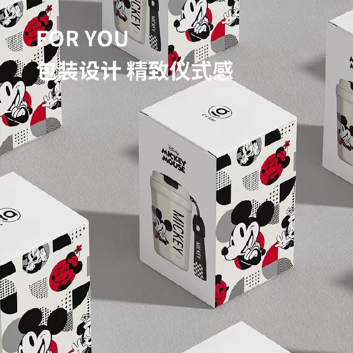 Cốc uống cà phê APIYOO Disney bằng thép không gỉ 316 nắp lật có thể đóng kín đường kính nhỏ đơn giản cao cấp