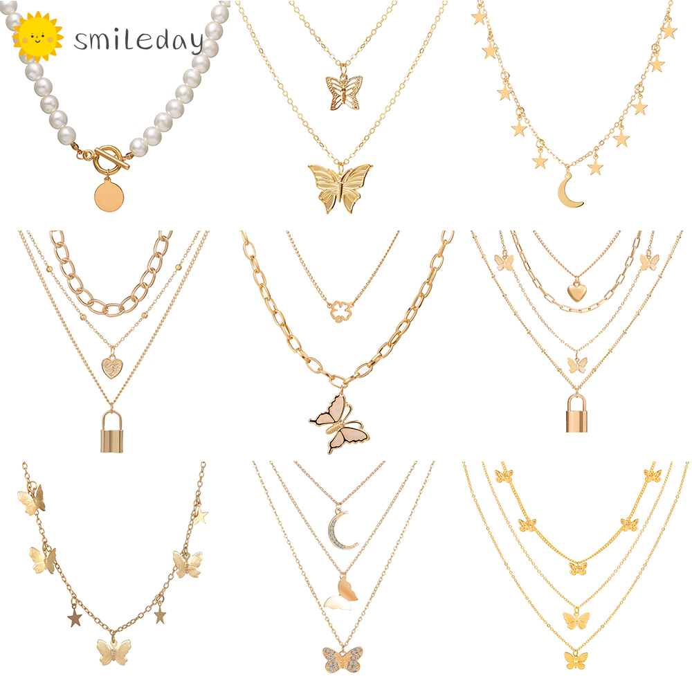 Vòng cổ nhiều lớp mặt dây nhiều kiểu dáng thời trang retro cho nữ