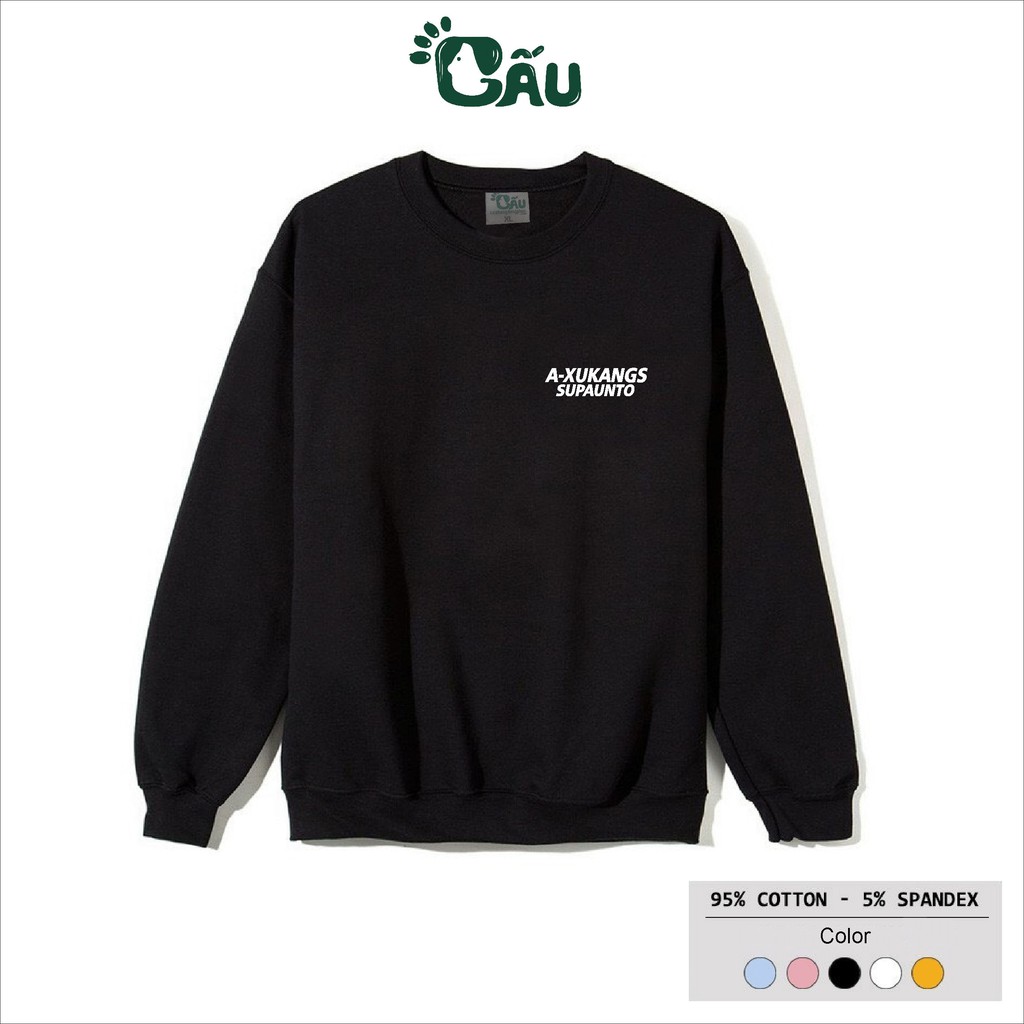 Áo sweater GẤU 194 vải thu đông co dãn, dày dặn mềm mịn form rộng phong cách Unisex -  A-XUKANGS
