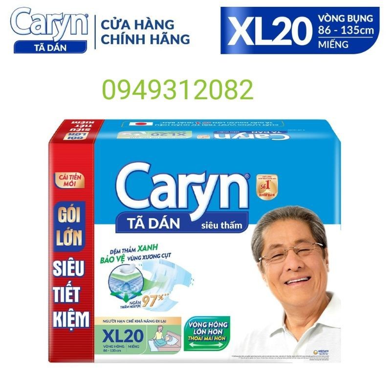 Tã Bỉm Dán Người Lớn Caryn Siêu Thấm Size XL 20 Miếng