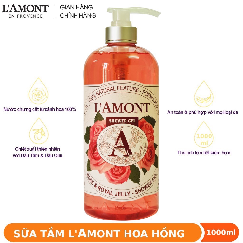 Sữa Tắm Lamont Hoa Hồng và Anh Đào 1000ml/chai