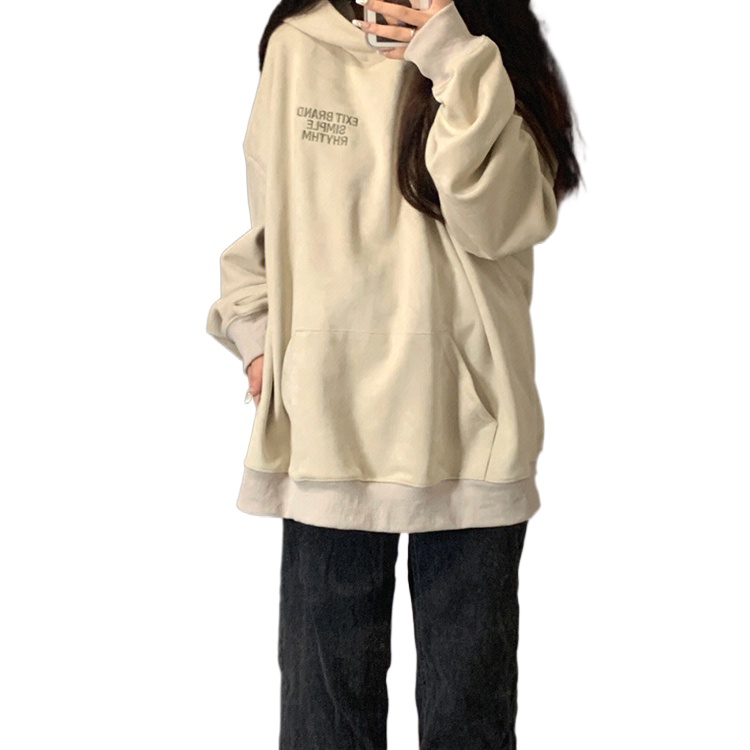 Áo hoodie Perty có mũ trùm đầu họa tiết chữ dáng rộng phong cách mùa thu Hàn Quốc thời trang dành cho nữ