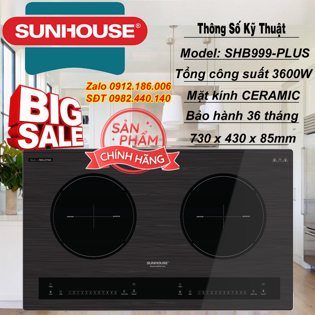 BẾP ĐÔI ĐIỆN TỪ SUNHOUSE SHB999-PLUS ( TẶNG QUÀ ĐẶC BIỆT)