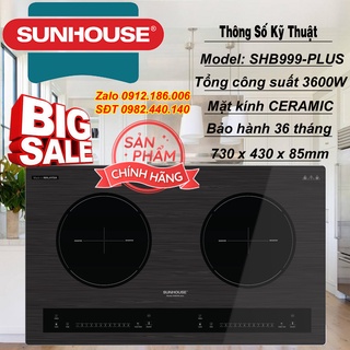 Bếp đôi điện từ sunhouse shb999-plus