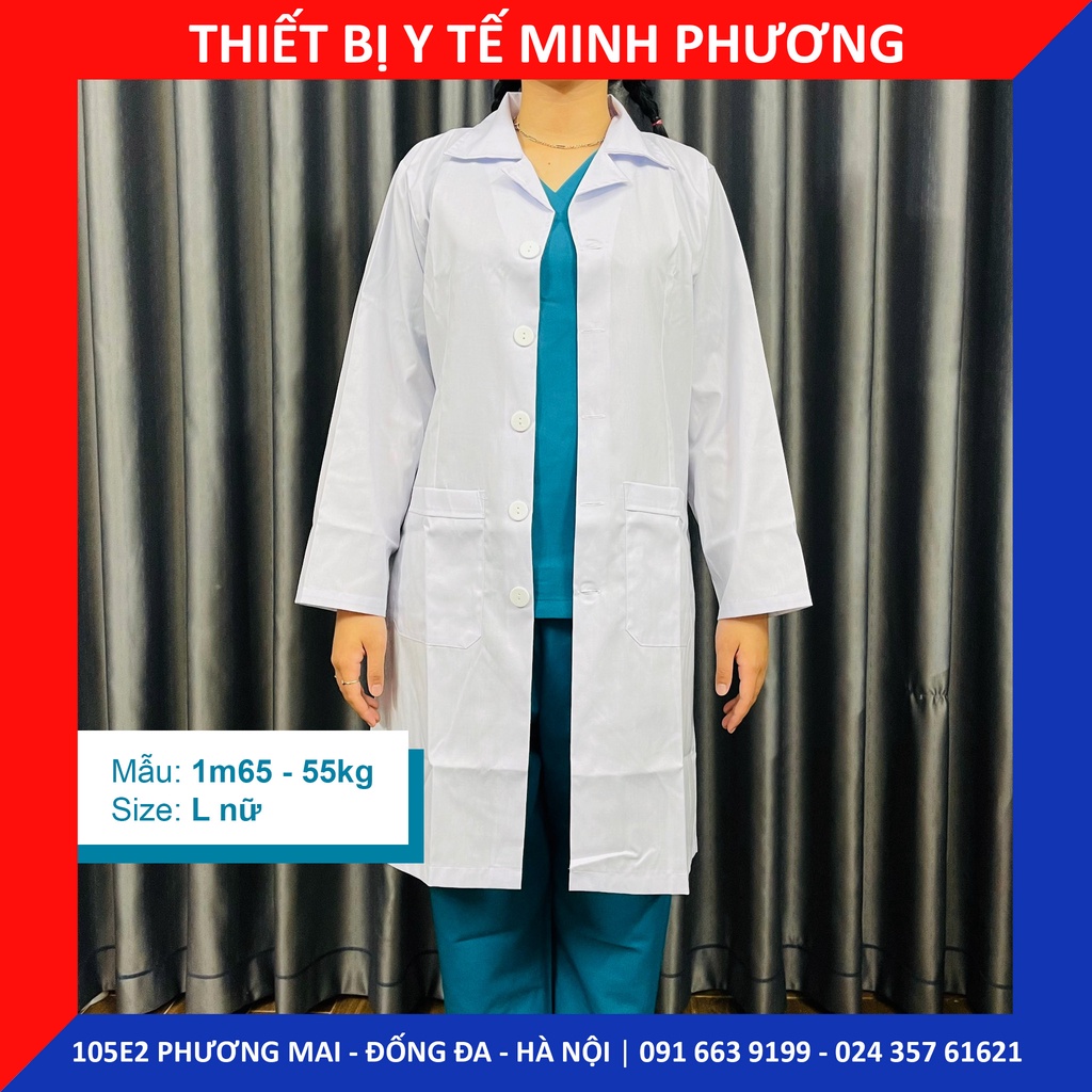 Áo Blouse bác sĩ dáng dài - tay dài nam, nữ các size S M L XL