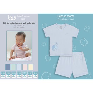 Bu-Bộ cộc tay cài vai Bu vải sợi tre thêu hình con rùa