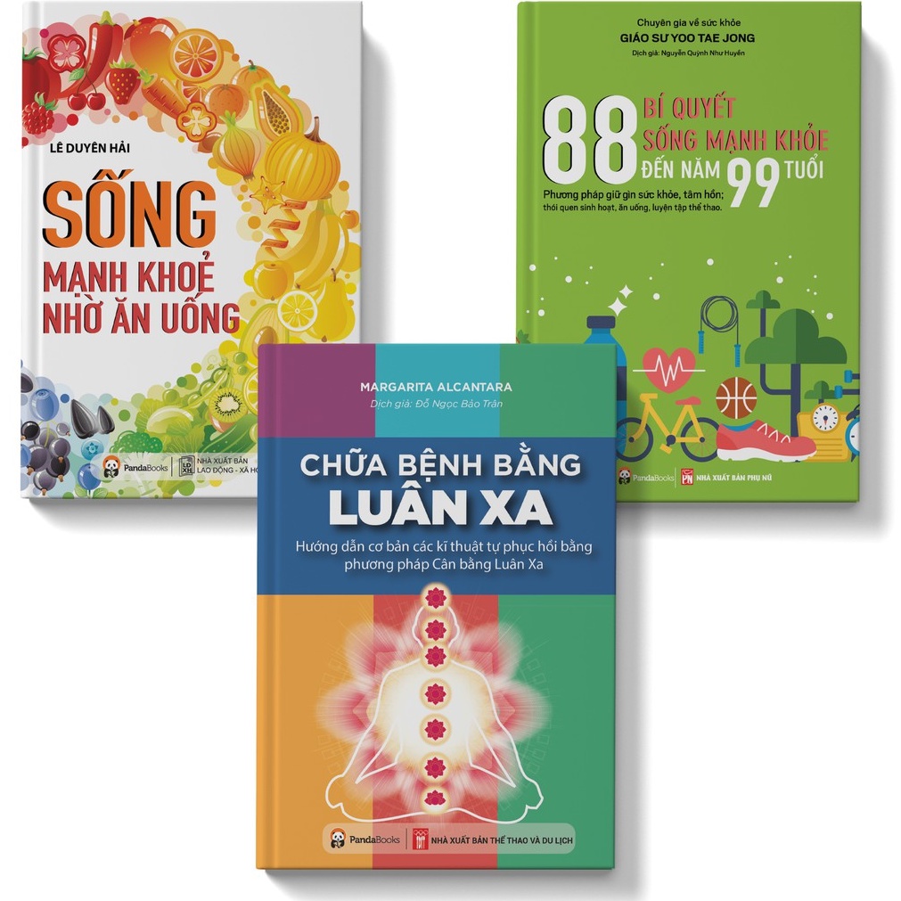 Sách - combo 3 cuốn Chữa bệnh bằng luân xa 88 Bí quyết sống khỏe Sống khỏe mạnh nhờ ăn uống - Pandabooks