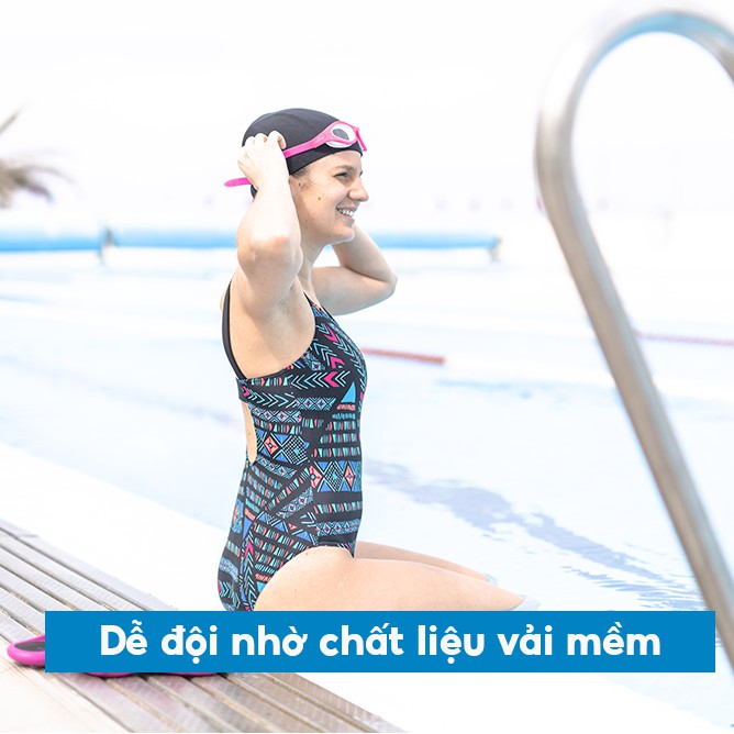 Mũ bơi vải Decathlon không chống thấm nước - đen